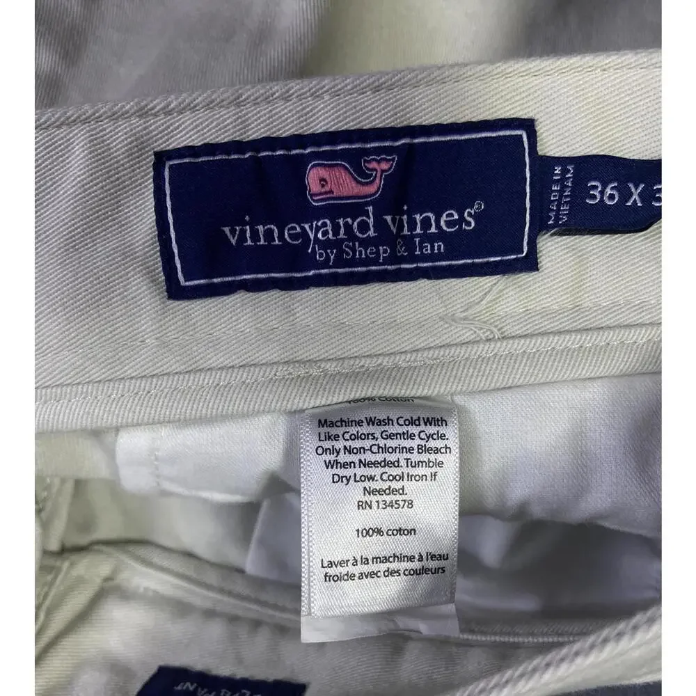 Vineyard Vines 36x32 solid stone beige Club Pant classic fit sz 37x31 Preppy EUC